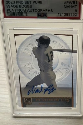 PSA 8 - 2023 Leaf Pro Set Pure Platinum Autograph P-WB1 Wade Boggs #17/20 - Image 1 of 3
