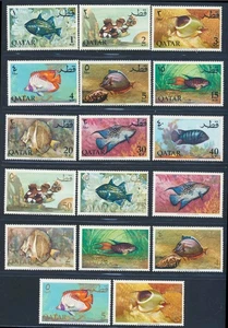 QATAR 1965 Arabian Gulf FISH, Cpl VF/XF Light Hinge MH/* Set, Frontal Superb !!! - Picture 1 of 2