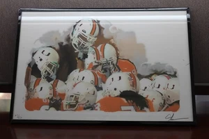 Miami Hurricanes Lithograph  18 X 12 signed by artist 37/50 Limited framed - Picture 1 of 2