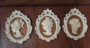 Kamee Wandtafeln Viktorianischer Stil 3er Set Wandbild 3D Erhöhtes Relief Kunststoff - Bild 1 von 9