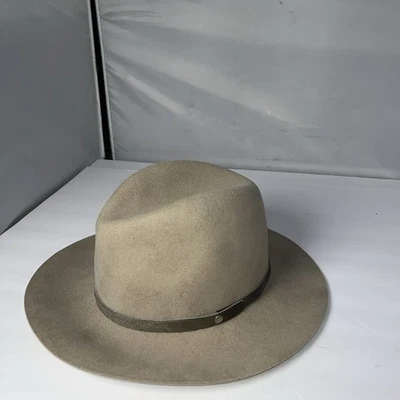 RAG & BONE ALA FLOPPING FIELTRO LANA FEDORA CÁLIDO COLOR GRIS TOSTADO PEQUEÑO NUEVO CON ETIQUETAS Foto 1 de 4