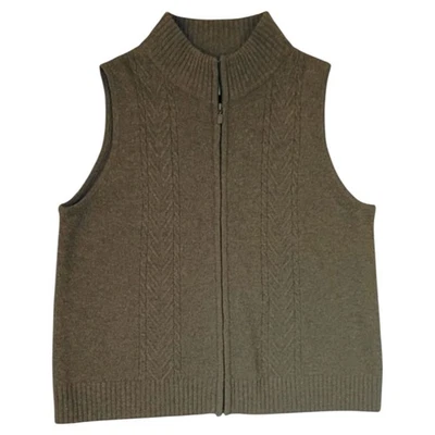 Pendleton Women's Lambswool Large Green Vest Cable Knit Full Zip - Image 1 of 4