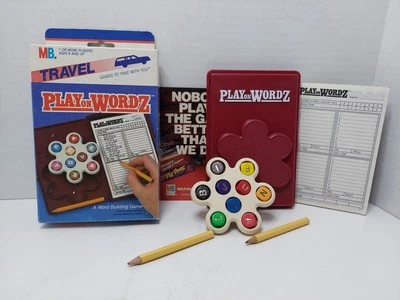 Vintage 1986 Milton Bradley Travel Play On Wordz Dice Word Game Words Complete - Image 1 of 4