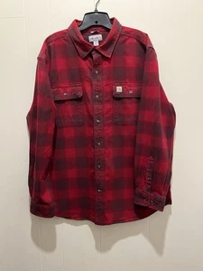 Carhartt (103822) Red Buffalo Plaid Hubbard Flannel Long Sleeve Shirt—XL Men’s - Picture 1 of 5