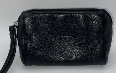 "Muñequera de cuero negra Etienne Aigner de colección, cierre de cremallera, bolsillo interior con cremallera 6x4x2,5""" Foto 1 de 4