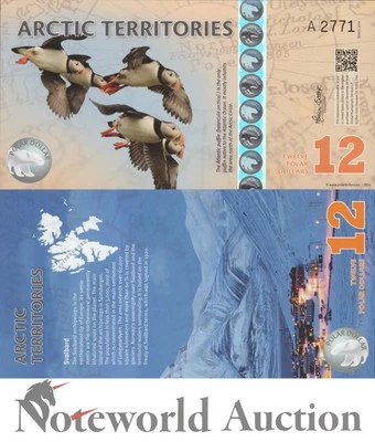 ARCTIC TERRITORIES TEST NOTE 12 Dollars 2014 Puffins Series A Polymer UNC - Image 1 of 3