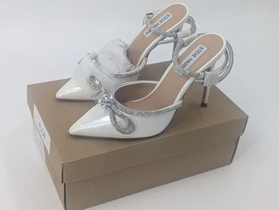 Steve Madden Viable Womens Pumps Sz 7 M Stiletto Heel Off White Rhinestone Bow - Image 1 of 4