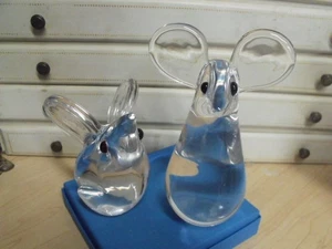 FM Ronneby Sweden Konstglas MOUSE Paperweight Art Glass Pair - Picture 1 of 6