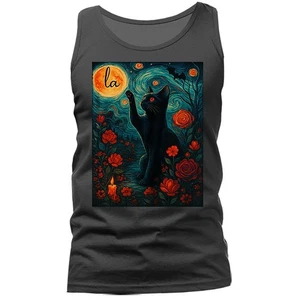 Camiseta sin mangas divertida humorística amante floral gatito noche estrellada gatito - Imagen 1 de 8