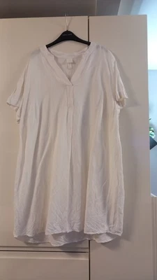 Lovely Linen Longline Ivory Mix H&M Tunic Top Ladies Size Large - Image 1 of 4