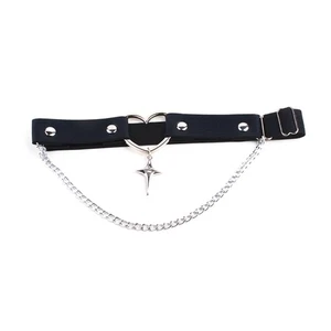 Faux Leather Leg Rings with Star Chain Gothic Heart Thigh Garter Belt Streetwear - Picture 1 of 8