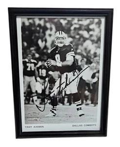 TROY AIKMAN COWBOYS AUTOGRAPHED SIGNED FRAMED EARLY 1990s TEAM ISSUED 5x7 PHOTO - Picture 1 of 2