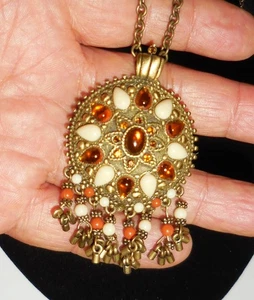 VINTAGE JOAN RIVERS NECKLACE BEAUTIFUL AMBER STONES DESIGN NR - Picture 1 of 7