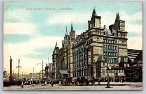 Liverpool Reino Unido Lime Street Estación Cromolitografía Postal Impresa en Baviera - Imagen 1 de 2