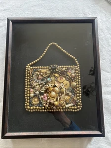 Vintage gerahmte Schmuck Kunst Handtasche Design Wandbehang Schatten Box 15x12 - Bild 1 von 9
