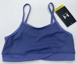 Under Armour Bikini Top Girls Youth Kids Size 8 Purple Ribbed Swimsuit Beach - Picture 1 of 5