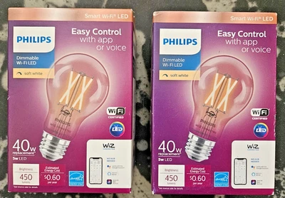 Philips Soft White A19 LED 40W Equivalent Dimmable Wi-Fi Light Bulb 2 Pack - Image 1 of 2