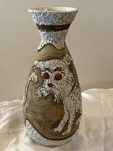 MCM Italian Pottery Vase Dog Horse Glass Eyes Fratelli Fanciullacci Lava Glaze - Picture 1 of 17