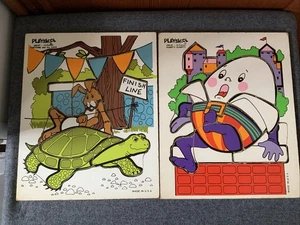 2 rompecabezas de madera playskool vintage “Tortuga y la liebre, Humpty Dumpty” - Imagen 1 de 1