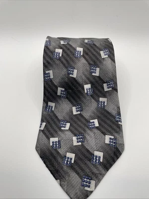 MEANSWEAR Corbata Geométrica Alexander Lloyd 100% Seda Gris Azul Blanco 68x4 Foto 1 de 4