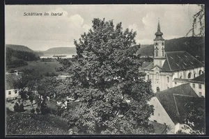Ansichtskarte Schäftlarn im Isartal, Ortsansicht mit Kirche - Picture 1 of 2