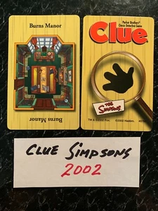 CLUE The Simpsons BURNS MANOR LOCATION CARD Game Replacement 2002 - Picture 1 of 2