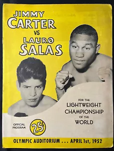 1952 JIMMY CARTER vs LAURO SALAS Onsite Boxing Program LIGHTWEIGHT CHAMPIONSHIP - Picture 1 of 4