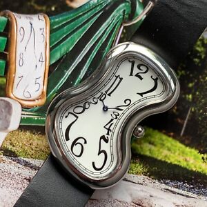 Salvador Dali Melting Wristwatch - White Dial & Silver Tone Case - Gorgeous!