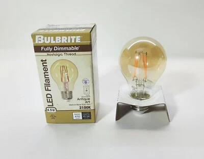 Bulbrite 776902 4.5W LED A19 2100K FILAMENT NOSTALGIC E26  Dimmable Bulb 10 Pack - Image 1 of 4