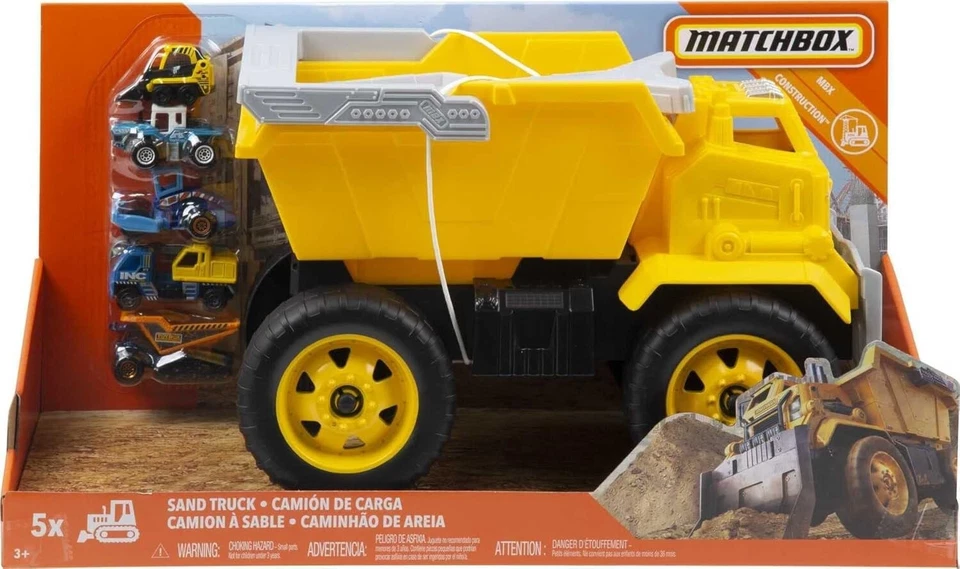 Matchbox Large-Scale Sand Truck with 5 DieCast Toy Construction Vehicles in 1:64 - Image 1 of 2