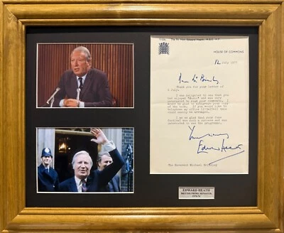 Edward Heath UK Prime Minister Framed 16' X 12'  100% Hand Signed Letter & COA - Image 1 of 4