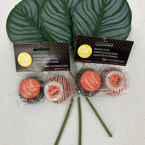 Wilton Orange Weiß Streifen Punkte Kürbis Halloween Mini Backen Cupcake Tassen Liner - Bild 1 von 4