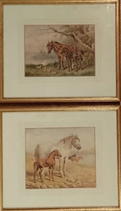 Par de acuarelas ecuestres antiguas Capitán WGR maestros militares - Imagen 1 de 15