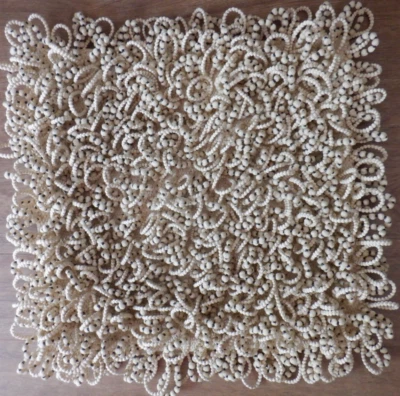 Ethan Allen Beaded Cotton Natural Novelty Throw Pillow Cover ~ 18" x 18" - Image 1 of 4