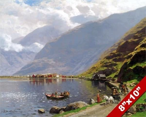 SOGNEFJORD NORWAY NORWEGIAN FJORD LANDSCAPE VIEW PAINTING ART REAL CANVAS PRINT - Picture 1 of 5