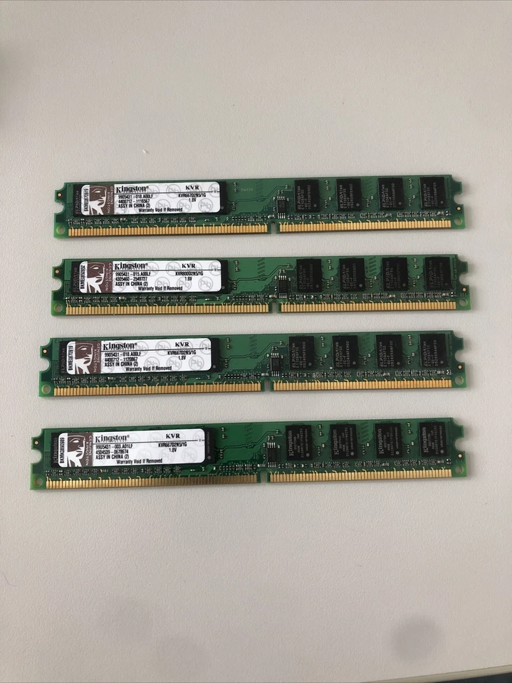 KIT RAM 4GB (4 x 1GB) KINGSTON KVR667D2N5/1G 1.8V DDR2-667 - Immagine 1 di 1