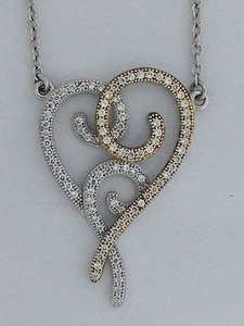 Heart Pendant with Cubic Zirconia Stones 925 Sterling Silver - Picture 1 of 6