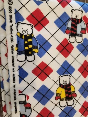 VTG 2000 Retired Juvenile Novelty Teddy Bears Fabric 96"x45" Primary Colors - Image 1 of 4