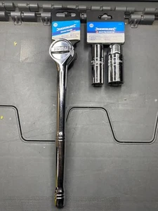 SILVERLINE TOOLS JOBLOT of 1/2"D Ratchet Handle & Spark Plug Sockets 16mm &21mm - Picture 1 of 6