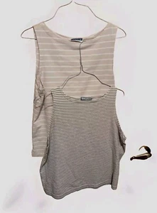 2 VTG ERIKA & CO. KNIT TANK TOPS PASTEL STRIPED SLEEVELESS-SIZE L & M. FREE SHIP - Picture 1 of 10
