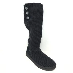 Women's Ugg Purl Cardy Knit Winter Boots Snow Shoes Size 7 US/38 EU Black - Picture 1 of 11