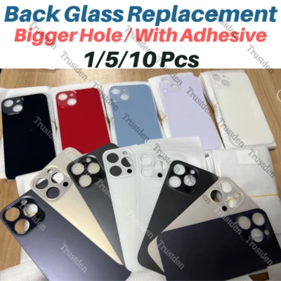 For i14 13 12 11 Pro XR X SE 8 Back Glass Replacement Rear Cover Bigger Hole Lot - Image 1 of 3