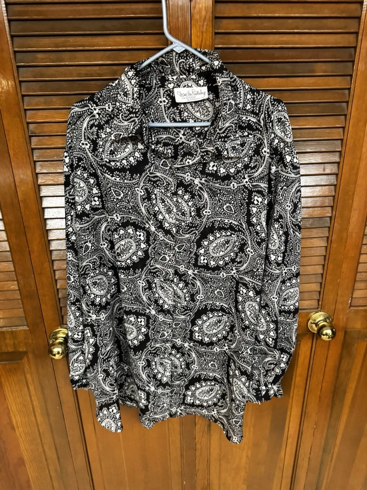 Top túnica mujer Diane von Furstenberg negro blanco estampado cachemir talla 2X/3X Foto 1 de 3