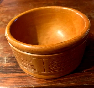 Vtg Wood 4.5” X 2.25" Round Mixing Serving Prep Bowl w/ Salad Dressing Recipe - Picture 1 of 7