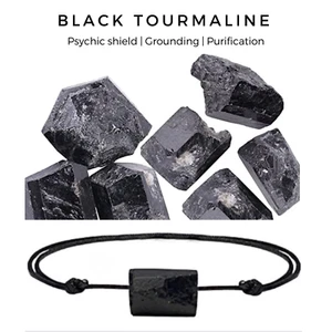 Hombre Turmalina Negro Pulsera Protección Joyería Amuleto Energy Shield Mujeres NUEVO - Imagen 1 de 11