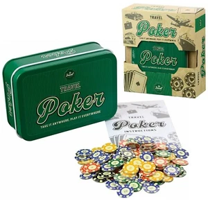Reise Poker Set kompakt tragbar Kartenspiel im Taschenformat Reise Spiel Poker Chips - Bild 1 von 3