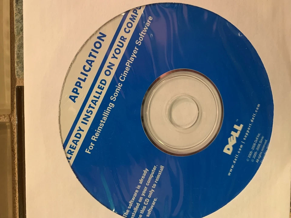 NUEVO SELLADO **CD de software de reinstalación Sonic CinePlayer DELL - P/N ORG894 REV.A02 Foto 1 de 1