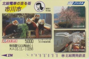 Carte JAPON - ANIMAL PETIT LESSER PANDA & DINOSAUR 5000 yens - JAPAN Pasar card - Bild 1 von 1