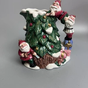 Fitz and Floyd Weihnachtsbaum Weihnachtsmann Schnitzerei Baum Krug 1,25 QT 1995 Vintage RAR - Bild 1 von 5