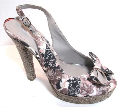 BCBG Betina Coco/Taupe Floral Eslingas Plataforma Tejida/Tacones de 5" Talla 10 NUEVO Foto 1 de 4